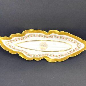 Vintage Limoges France Leaf-Shaped Tray -Blakeman & Henderson, T&V, c.1900–1915